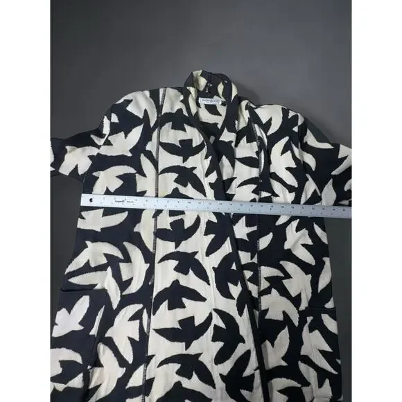 Yves Saint Laurent Vintage With Rive Gauche Black White Bird Pattern Cardigan - Picture 3 of 7